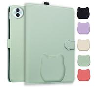 TEDTIKJT Funda para Tableta Honor MagicPad 2 12.3 2024 Protectora Carcasa Case Folio PU Cuero Soporte Lindo Patrón de Cabeza de Gato Tableta Cover para Honor MagicPad 2 12.3" Funda,Verde