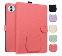 TEDTIKJT Funda para Tableta Honor MagicPad 2 12.3 2024 Protectora Carcasa Case Folio PU Cuero Soporte Lindo Patrón de Cabeza de Gato Tableta Cover para Honor MagicPad 2 12.3" Funda,Rojo