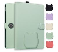 TEDTIKJT Funda para Tableta OnePlus Pad Pro/OnePlus Pad 2 12.1" 2024 Funda Carcasa Case Folio PU Cuero Soporte Protectora Lindo Patrón de Cabeza de Gato Tableta Cover,Verde