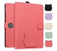 TEDTIKJT Funda para Tableta OnePlus Pad Pro/OnePlus Pad 2 12.1" 2024 Funda Carcasa Case Folio PU Cuero Soporte Protectora Lindo Patrón de Cabeza de Gato Tableta Cover,Rojo