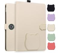 TEDTIKJT Funda para Tableta OnePlus Pad Pro/OnePlus Pad 2 12.1" 2024 Funda Carcasa Case Folio PU Cuero Soporte Protectora Lindo Patrón de Cabeza de Gato Tableta Cover,Albaricoque