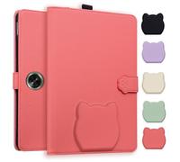 TEDTIKJT Funda para Tableta OPPO Pad Air2 2023 Funda/OPPO Pad Neo 2024 11.4" Carcasa Case Folio PU Cuero Soporte Protectora Lindo Patrón de Cabeza de Gato Tableta Cover,Rojo