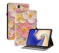 TEDTIKJT Funda para Tableta Samsung Galaxy Tab S4 10.5" 2018 Carcasa T830 T835 Flip Cover Patrón Pintado Cuero Funda Carcasa Protectora de Tableta con Función de Soporte,Flores Rosadas