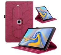 TEDTIKJT Funda para Tabletas Samsung Galaxy Tab A 10.5" 2018 SM-T590/T595/T597 Funda PU Cuero Folio Cover Protectora 360 Giratoria Soporte Carcasa, Rojo Árboles