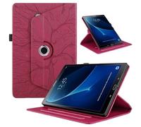TEDTIKJT Funda para Tabletas Samsung Galaxy Tab A6 10.1" 2016 SM-T580/ T585 PU Cuero Folio Cover Protectora 360 Giratoria Soporte Carcasa con Auto-Sueño/Estela Case Tab A 10.1 2016,Rojo Árboles