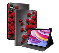 TEDTIKJT Funda para Xiaomi Redmi Pad Pro 12.1" 2024 Flip Cover para Xiaomi Poco Pad Funda PU Cuero Tableta Carcasa con Protección de la Ranura de la Pluma y Función de Soporte,Rosa Roja
