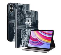 TEDTIKJT Funda para Xiaomi Redmi Pad Pro 12.1 Pulgadas 2024 Tableta Carcasa Flip PU Cuero Protectora con Función de Soporte Carcasa para Xiaomi Redmi Pad Pro 12.1" Funda,Reflejo de Tigre y Gato