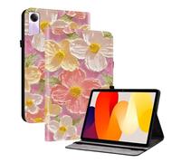 TEDTIKJT Funda para Xiaomi Redmi Pad SE 11" 2023 Flip Cover Case PU Cuero Patrón Pintado Carcasa Protectora de Tableta con Función de Soporte para Redmi Pad SE 2023 Funda,Flores Rosadas