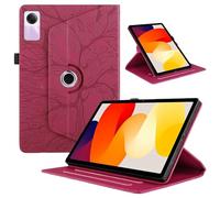 TEDTIKJT Funda para Xiaomi Redmi Pad SE 11" 2023 PU Cuero Folio Tablet Protectora Case 360°Carcasa Giratoria de ángulo Múltiple con Soporte Función Cover Xiaomi Redmi Pad SE,Rojo Árboles
