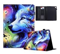 TEDTIKJT Funda Tablet para Samsung Galaxy Tab A 10.1 2019 Funda T510 T515 PU Cuero Flip Protectora Cover con Soporte Función Carcasa para Samsung Galaxy Tab A 10.1 2019 Funda,Lobo Estrellado
