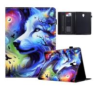 TEDTIKJT Funda Tablet para Samsung Galaxy Tab A 10.5" 2018 Funda SM-T590 T595 Carcasa PU Cuero Flip Protectora Cover con Soporte para Samsung Galaxy Tab A 10.5" 2018 Funda,Lobo Estrellado