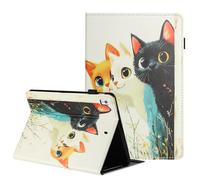 TEDTIKJT Fundas Compatible con iPad 8th/7th Generation 10.2" 2020/2019 Funda Carcasa PU Cuero Flip con Ranura para Tarjetas Soporte Protectora Patrón Pintado Carcasa,Tres Gatos