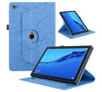 TEDTIKJT Tablet Cover Compatible con Huawei MediaPad M5 Lite 10.1 Pulgadas 2018 Funda PU Cuero Protectora 360 Giratoria Soporte Flip Cover Huawei MediaPad M5 Lite Tablet Carcasa, Azul Árboles