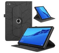 TEDTIKJT Tablet Cover Compatible con Huawei MediaPad M5 Lite 10.1 Pulgadas 2018 Funda PU Cuero Protectora 360 Giratoria Soporte Flip Cover Huawei MediaPad M5 Lite Tablet Carcasa, Negro Árboles