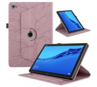 TEDTIKJT Tablet Cover Compatible con Huawei MediaPad M5 Lite 10.1 Pulgadas 2018 Funda PU Cuero Protectora 360 Giratoria Soporte Flip Cover Huawei MediaPad M5 Lite Tablet Carcasa,Oro Rosa Árboles
