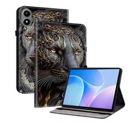 TEDTIKJT Tableta Funda Compatible con Nokia T20 10.4" 2021 Flip Cover PU Cuero Patrón Pintado Funda Carcasa Protectora de Tableta con Función de Soporte para Nokia T20 Case,El León Dorado Negro