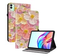 TEDTIKJT Tableta Funda Compatible con Tecno Megapad 11 11" 2024 Flip Cover PU Cuero Patrón Pintado Funda Carcasa Protectora de Tableta con Función de Soporte Case,Flores Rosadas