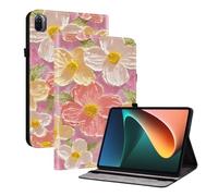 TEDTIKJT Tableta Funda para Xiaomi Pad 5 Pro 12.4" 2022 Flip Cover Case para Mi Pad 5 Pro 12.4 Funda Patrón Pintado Carcasa Protectora de Tableta con Función de Soporte,Flores Rosadas