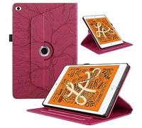 TEDTIKJT Tabletas Funda Compatible iPad Mini 5 2019/ Mini 4/3/2/1 PU Cuero Flip Protectora Cover iPad Mini 5 7.9" 360°Carcasa Giratoria de Soporte ángulo Múltiple con Auto-Sueño/Estela,Rojo Árboles