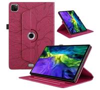 TEDTIKJT Tabletas Funda Compatible iPad Pro 11 2021 4./3./2.Generation PU Cuero Flip Protectora Cover iPad Pro 11 360°Carcasa Giratoria de ángulo Múltiple con Auto-Sueño/Estela Cover,Rojo Árboles