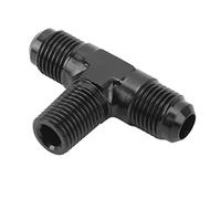 Tee Adapter 3 Way T Shaped Connector Fitting, Aluminum Alloy Tee Connector, Black Anodized Finish, 3 Way Union Adapter with Bidirectional AN to Unidirectional NPT for or Nylon Lin (6AN to 1/4 NPT)