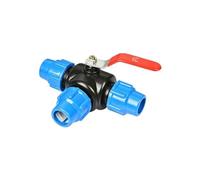 Tee de válvula de conexión rápida de tres vías de PE: conector de tubería de plástico duradero for riego de jardines y uso agrícola(Blue,25mm)