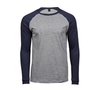 Tee Jays - Camiseta de béisbol de manga larga para hombre caballero