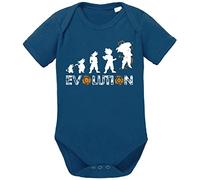 Tee Kiki Evolution Body Dragon de algodón orgánico Ball Son Proverbs Baby Romper para niños y niñas de 0 a 12, Größe2:80/10-12 Meses, Baby:Azul Oscuro