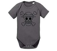 Tee Kiki Logo Bruch One Baby Piece Luffy algodón orgánico Proverbs Baby Romper para niños y niñas de 0 a 12, Größe2:56/0-2 Meses, Baby:Gris Oscuro