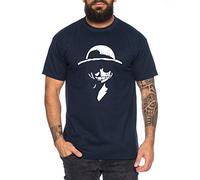 Tee Kiki Ruffy Smile - Camiseta de Hombre Son Ruffy Luffy Naruto Saitama One Dragon Master Goku Ball Vegeta Turtle Roshi Piece Golds Db, Farbe2:Azul Oscuro, Größe2:X-Large