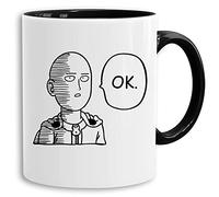 Tee Kiki Saitama OK - vaso cafetera regalo Mug Son One Punch Luffy Naruto Saitama One Dragon Goku Ball Piece Man Db, Farbe2:Blanco