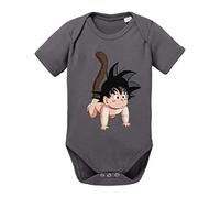 Tee Kiki Son Baby Body Dragon de algodón orgánico Ball Proverbs Romper para niños y niñas de 0 a 12, Größe2:62/2-3 Meses, Baby:Gris Oscuro