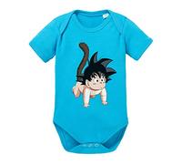 Tee Kiki Son Baby Body Dragon de algodón orgánico Ball Proverbs Romper para niños y niñas de 0 a 12, Größe2:68/4-6 Meses, Baby:Turquesa