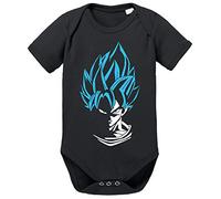 Tee Kiki SS Blue Baby Body Dragon de algodón orgánico Ball Son Proverbs Goku Romper para niños y niñas de 0 a 12, Größe2:62/2-3 Meses, Baby:Negro