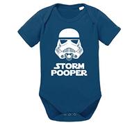 Tee Kiki Storm Pooper Body de algodón orgánico Proverbs Baby Romper para niños y niñas de 0 a 12 Meses, Größe2:74/7-9 Meses, Baby:Azul Oscuro