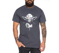 Tee Kiki Yoda - Camiseta de Hombre DJ Yoda Jedi Ritter The Empire Turntables Music Rave House Trance Techno Geek, Farbe2:Gris Oscuro, Größe2:Small