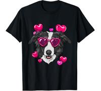 tee Manga Corta T-Shirt Cuello Redondo Hombre Camiseta para Correr Deporte Gimnasio Border Collie De San Valentín - Amante De Los Collie con Cara De Perro Y Corazón M