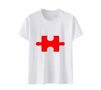 Tee Shir Tcouple Humor Impreso Corazón Puzzle Blanco o Negro Camiseta Oversize Hombre Mujer Patrón San Valentín Top Suave Manga Corta Cuello Redondo para Verano Ciudad Casual Salida Fiesta Streetwear