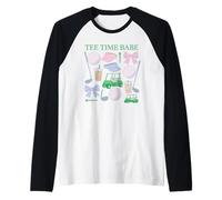 tee Time Babe Coquette - Carrito de Golf y Lazos Camiseta Manga Raglan
