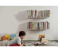 TEEbooks - 4 Estanterías de Pared para Libros de Gran Formato 45 cm | Estantería Invisible y Minimalista | Librería Flotante | Blanco | Made in Italy | Acero de Calidad | Fácil Fijación