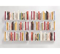 TEEbooks - 6 Estantes de Pared para Libros 45 cm | Diseño Invisible & Minimalista | Estanterías librerías | Made in Italy | Color Blanco | Acero de Calidad | Fijación de Pared Fácil