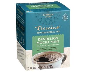 Teeccino - Roasted Herbal Tea Caffeine Free Dandelion Mocha Mint - 10 Bolsitas de té