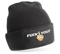 TeeDesign Gorro divertido con texto "Fuck You". Gadget Ropa para Hombre Mujer Niño y Chica - Sombrero Fuck You, Negro , Talla única