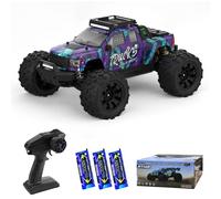 Teeggi Coche teledirigido 1/14 para adultos, velocidad máxima de 100 km/h, motor RC de alta velocidad sin escobillas 3S Offroad Drift Coche de carreras, 4WD Off Road Race Buggy, 3 baterías (Morado)