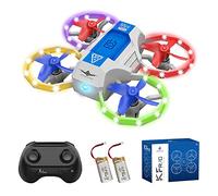 Teeggi New Mini Drone con Luces para Niños, RC Quadcopter con Cuatro Protectores, Luces de Control de Voz, 3D Flip, Modo sin Cabeza para Principiantes, Juguetes para Niños(2 Baterías)