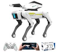 Teeggi Robot perro juguete teledirigido para niños de 3 a 12 años, robot inteligente perro con torreta, admite control de aplicación, puede programar, bailar, música e interactuar