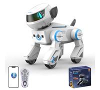 Teeggi Robot perro juguete teledirigido, robot programable para niños de 3 a 12 años, cantar bailando interactuar, perro robot inteligente admite control de aplicación, efectos de luz (blanco)