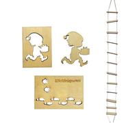 Teegxddy 1 pcs Puerta Elfo Navidad de Madera Navidad Elf Stencil Huellas Plantilla de Gnomo Elfo Plantilla Ventana Huellas de Elfo Decoración Navideña para Ventanas Adecuado para Navidad (A)