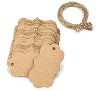 Teegxddy 100pcs Papel Kraft Labels Gifts Etiqueta 3x5cm Con Una Cuerda De Yute Boda, Cumpleaños, San Valentín, Navidad