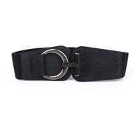 Teegxddy Cinturón Elástico Retro para Mujer - Cinturón Ancho con Ganchos Metálicos para Vestido (Negro)